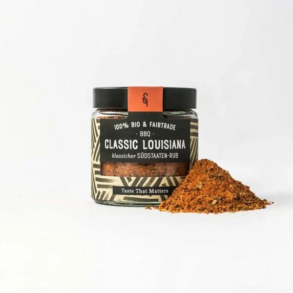 Classic Louisiana ist eine universelle Gewürzmischung für alles, was vom Grill oder aus der Pfanne kommt. Diese Gewürzmischung mag Rind, Schwein, Lamm und sogar Gemüse. Dank dem scharfen Paprika und den aromareichen, schwarzen und weißen Urwaldpfeffern verbreitet Classic Louisiana kräftig-vollen BBQ-Geschmack. Oregano und Thymian verfeinert die Mischung und gibt ihr eine schöne Ausgewogenheit.