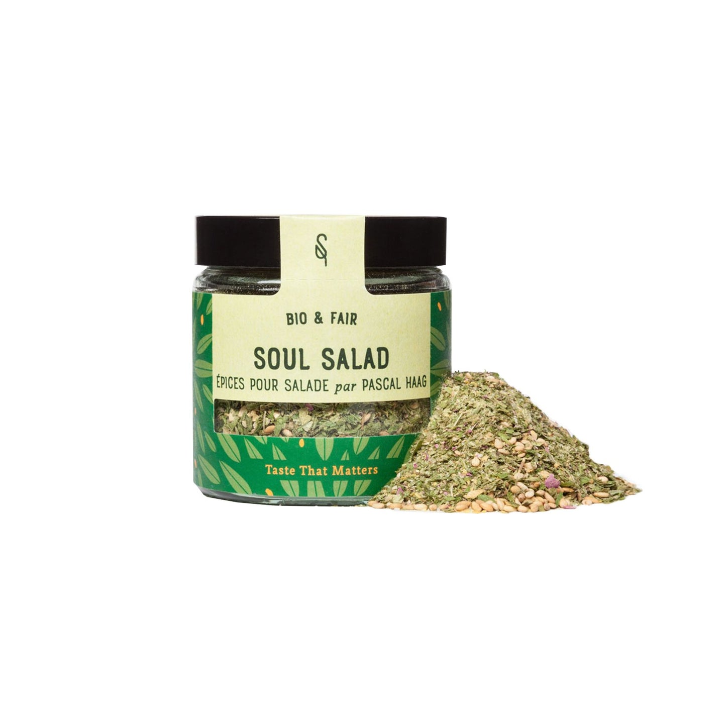 Die Gewürzmischung Soul Salad peppt nicht nur grüne Blattsalate auf, sondern auch Tomaten-, Gurken-, oder ein Bohnensalat erhält pikante Geschmacksnoten. Getragen von nussigem Sesam, bringen Senfkörner eine leichte Schärfe und Schnittlauch, Petersilie und Oregano sorgen für die würzige Frische. Eine winzige Spur Rosenblüten unterstützt gekonnt das Aroma der anderen Zutaten, ohne es zu überlagern.