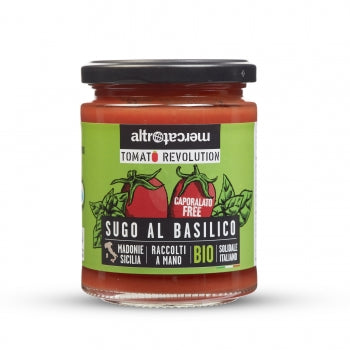 Sugo al Basilico, Bio-Tomatensauce mit Basilikum, 280g.Dieses wunderbar fruchtige Sugo wird mit frischem Basilikum abgeschmeckt. Kurz erhitzen und das warme Sugo über die Lieblingspasta geben. Fertig ist ein bekömmliches Mittag- oder Abendessen aus besten Zutaten.